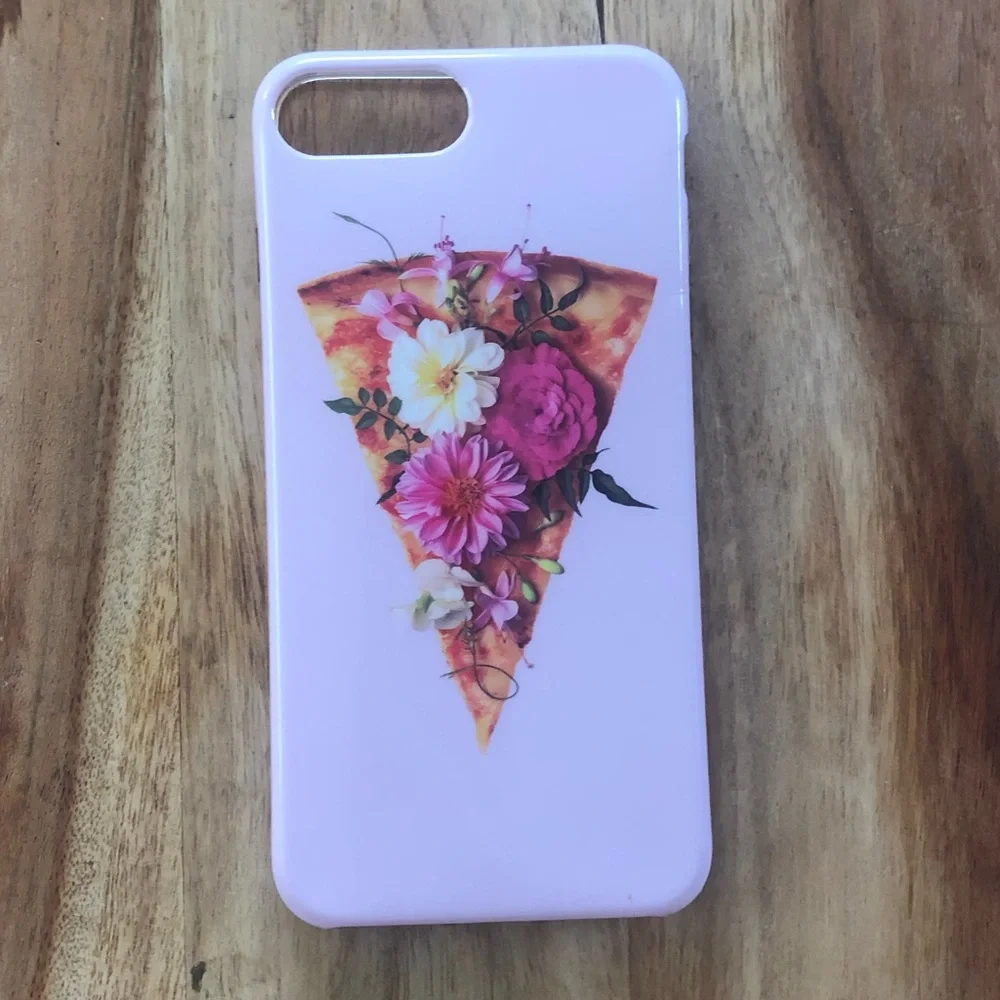 iPhone 7 Plus / 8 Plus Case - Floral Pizza Slice Hard Shell - Pink Lavender